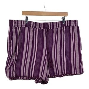 LANE BRYANT Women's Plus Sz 22/24‎ Pull-On Striped Shorts Burgundy